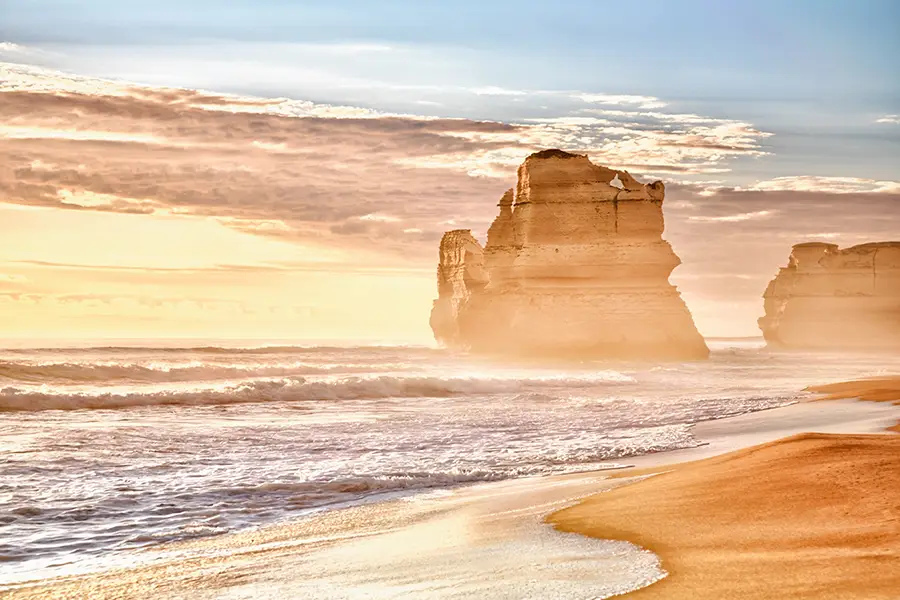 Twelve Apostles sea stacks at sunset, Great Ocean Road, Australia